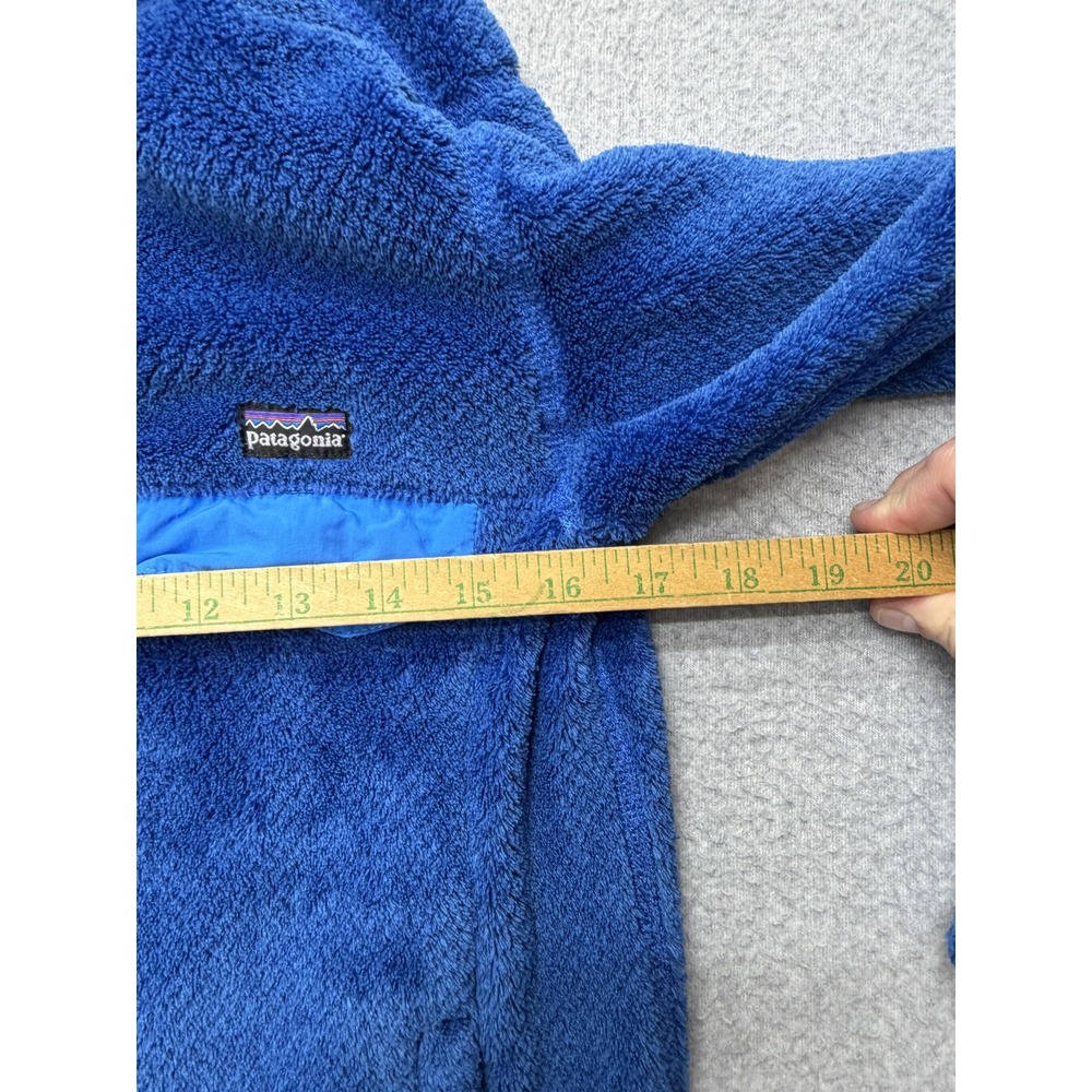 Patagonia Fleece Jacket Kids XL 14 Blue Snap Pullover Pocket Warm Winter Outdoor - Picture 11 of 12